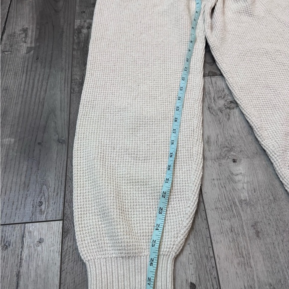 Aerie Joggers Womens Small Cream Cotton Waffle Knit Lounge Pants Minimalist - Picture 5 of 8